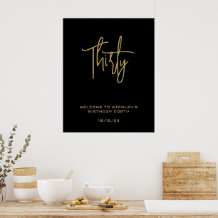 Minimaliste Black Gold Trente Affiche de bienvenue
