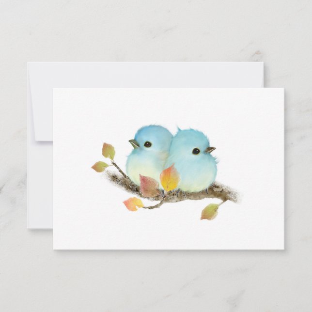 Minimaliste Bluebirds Cartes pour notes blancs de  (Devant)