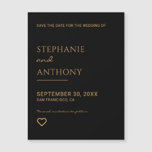 Minimaliste Coeur noir et or Mariage moderne