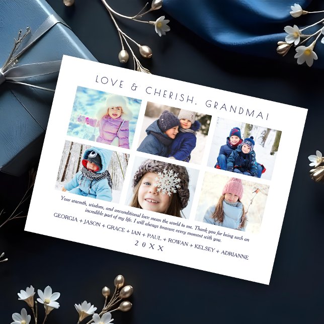 Minimaliste Cute 6 Multi Photos Collage (Minimalist Cute 6 Photos Collage Keepsake for Family: Mom, Nanna, dad... Cards. )