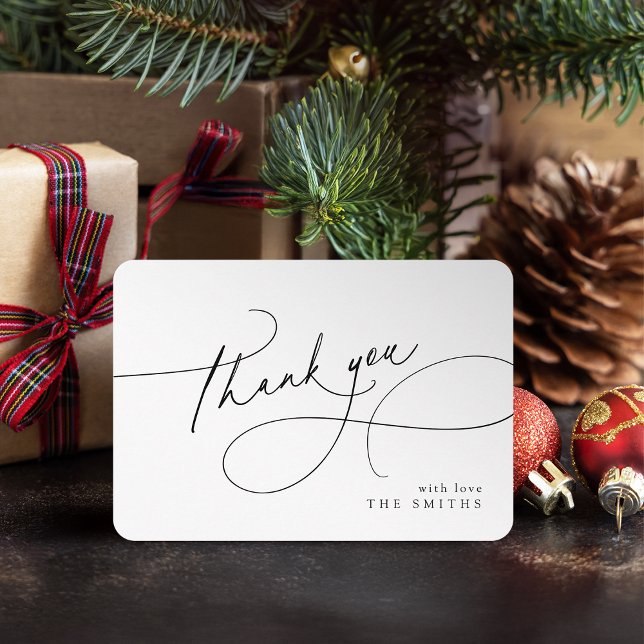 Minimaliste Élégant Script Noël Merci (Minimalist Elegant Script Christmas Thank You)