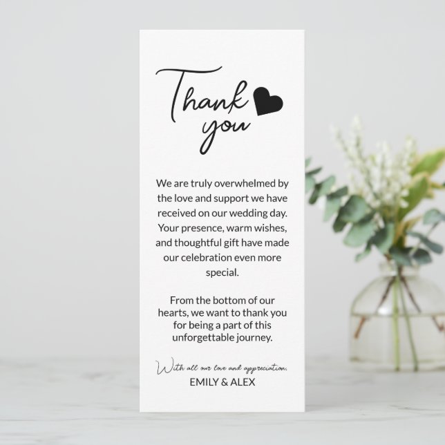 Minimaliste Et Moderne Mariage Merci Note (Debout devant)