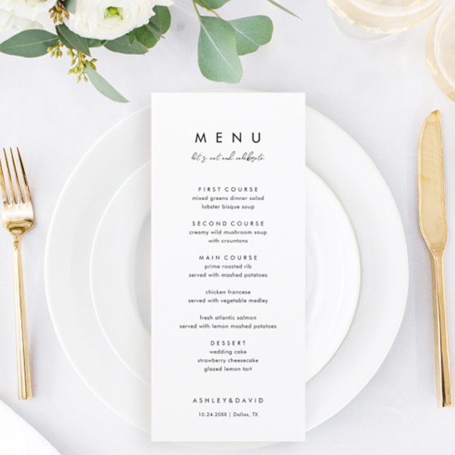 Minimaliste et simple Mangeons Mariage Menu d'hôte (Créateur téléchargé)