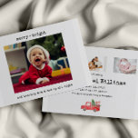 Minimaliste Funny Baby Christmas Faire-part de nai<br><div class="desc">Annoncez l'arrivée de votre bébé avec ce mignon faire-part de naissance minimaliste de noël. Cette carte de Noël comporte un texte simple de machine à écrire. Personnalisez avec 1 photo sur le devant et 3 photos sur le dos avec toutes les informations sur votre état de naissance. Visitez ma collection...</div>