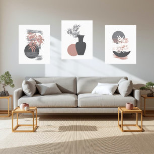 Minimaliste, gris doux et roses, toile murale arti