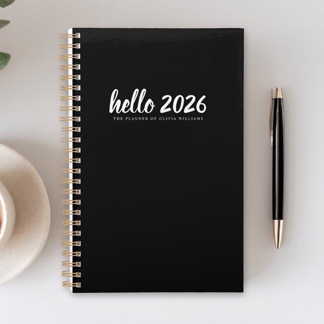 Minimaliste Hello 2026 Black Planner (Créateur téléchargé)