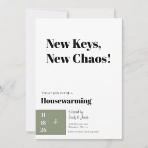 Minimaliste Housewarming Invitation Olive Green