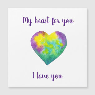 Minimaliste Je t'aime coeur d'aquarelle arc-en-cie