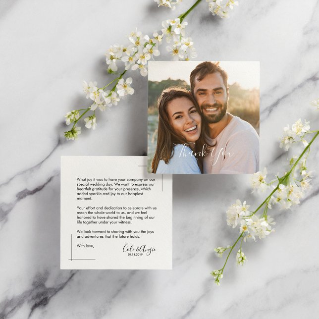 Minimaliste Mariage Merci Cartes avec photo (Minimalist Wedding Thank You Cards with Photo)