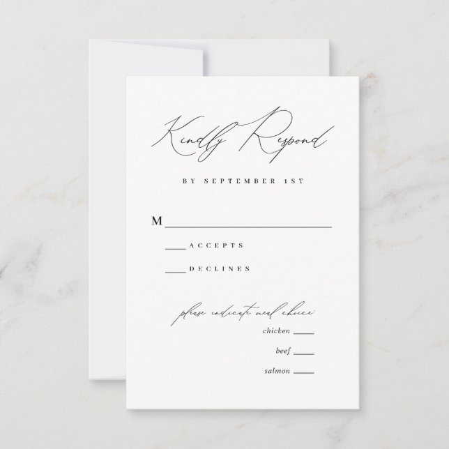 Minimaliste Moderne Calligraphie Mariage Menu RSVP (Devant)