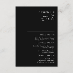 Minimaliste moderne   Carte Black Schedule of Even
