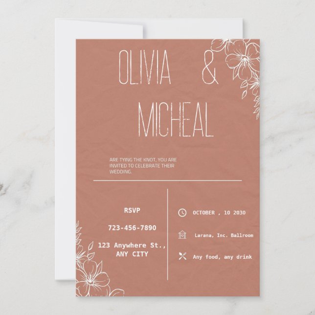 Minimaliste Moderne Simple Mariage Invitations (Devant)