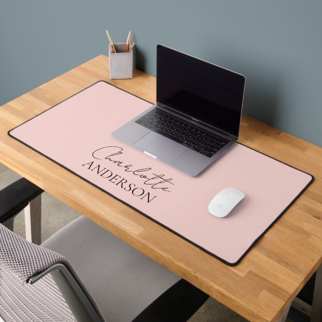 Minimaliste Monogramme Simple Nom Rose Pâle (Bureau 2)