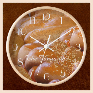 Minimaliste, Nom, Challah Pain Cuisine Mur Horloge