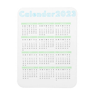 Minimaliste Pastel Blue Green 2023 Magnet Calendar