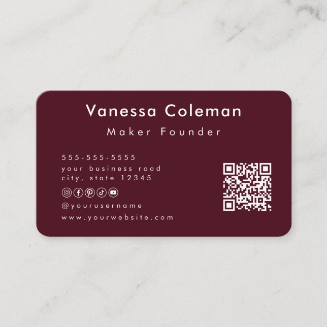 Minimaliste professionnel Carte de visite Bourgogn (Devant)