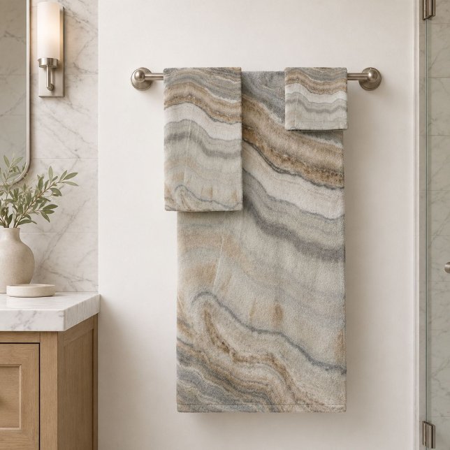minimaliste scandinave granit marbre brun gris (minimalist scandinavian granite brown grey marble bath towel set)