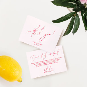 Minimaliste simple rose et rouge Carte de remercie