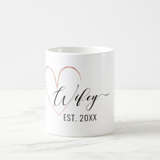 Minimaliste Wifey coeur de feuille d'or Café Mug