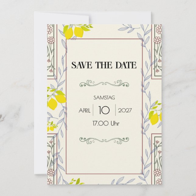 Minimalistic Vintage Botanical Save the Date (Dos)