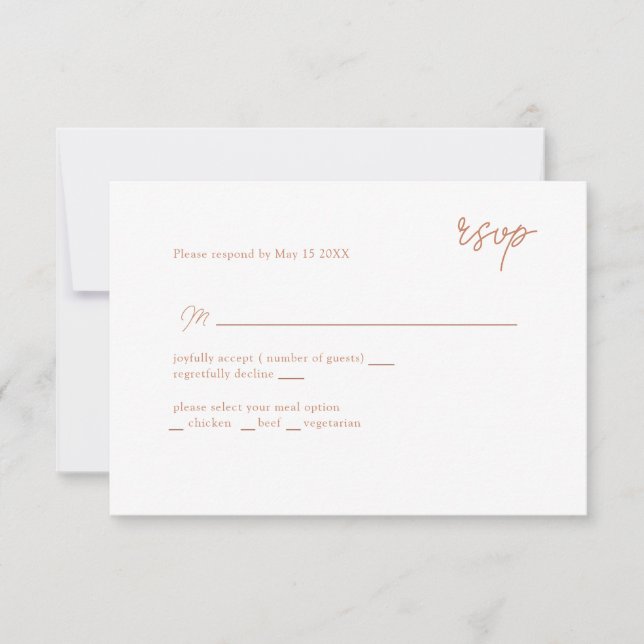 MInimally caramel script RSVP (Devant)