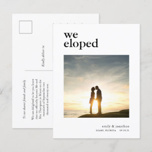 Minimum Nous Eloped Faire-part Photo Texte noir