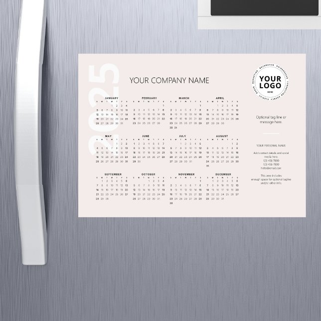 Minimum Pale Blush Cream Business Calendar 2025 (Créateur téléchargé)