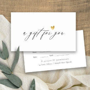 Minimum Simple Script Gold Heart Certificat cadeau