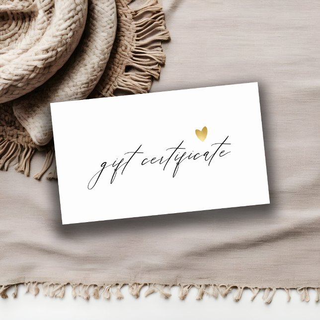 Minimum Simple Script Gold Heart Certificat cadeau (Créateur téléchargé)