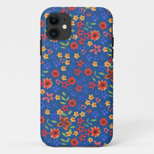 Miniprint Floral rétro sur Coque Blue iPhone 5/5s
