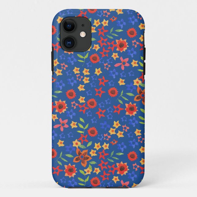 Miniprint Floral rétro sur Coque Blue iPhone 5/5s (Dos)