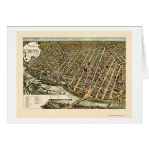 Minneapolis, carte panoramique de manganèse - 1891