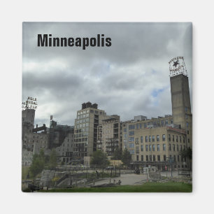 Minneapolis Mill Ruins Park Skyline Photo Magnet