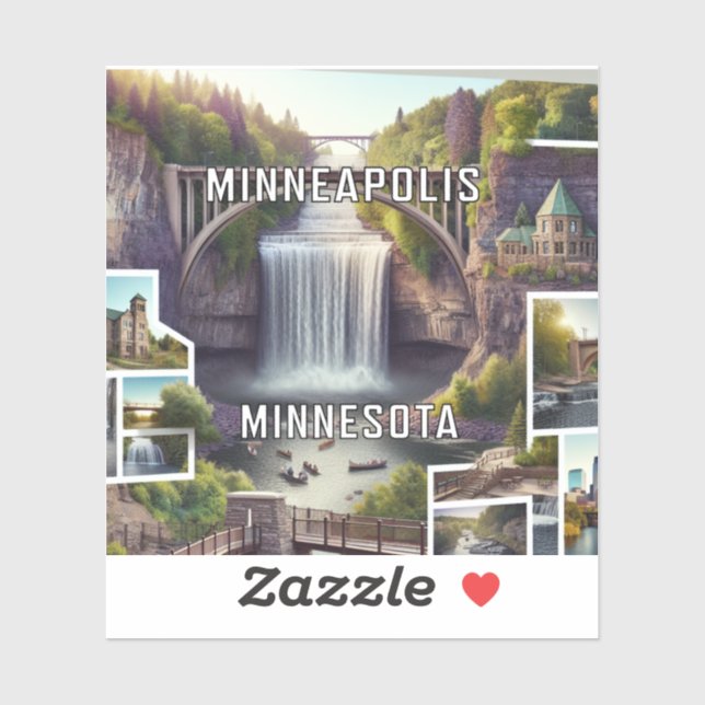 Minneapolis Minnesota 3 pouces Sticker en vinyle (Feuille)