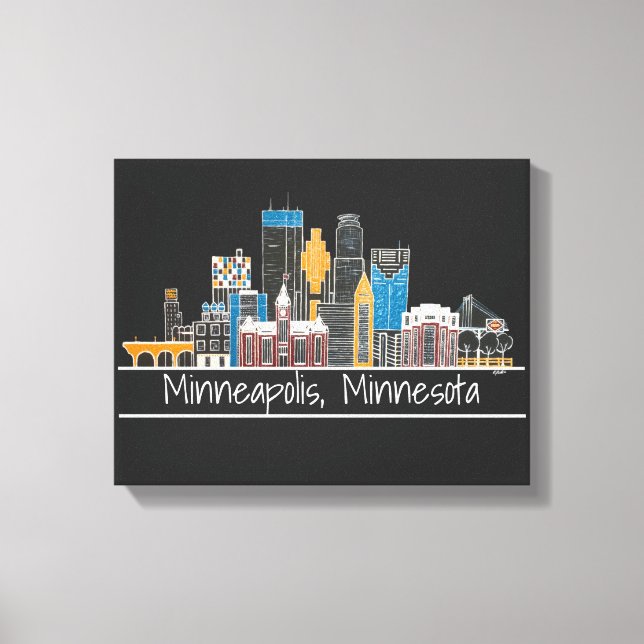 Minneapolis, MN toile Skyline Imprimer (Recto)