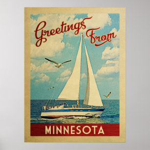 Minnesota Poster Vintage voyage de voilier