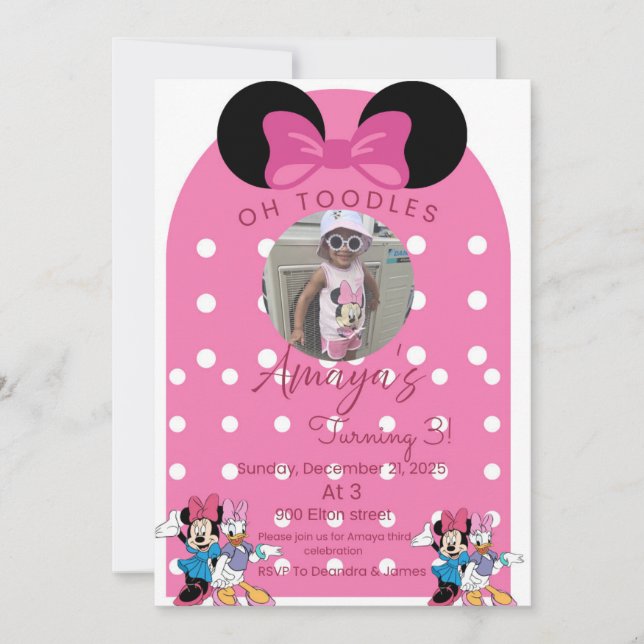 Minnie Mouse birthday invitations theme (Devant)