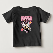 Minnie Mouse Mama Peace Sign Flowers Black T-Shirt