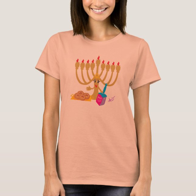Minorah & Dreidel Navy manches longues T-shirt (Devant)
