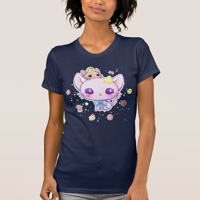Minou d'étoile de Kawaii avec le T-shirt mignon de (Devant)
