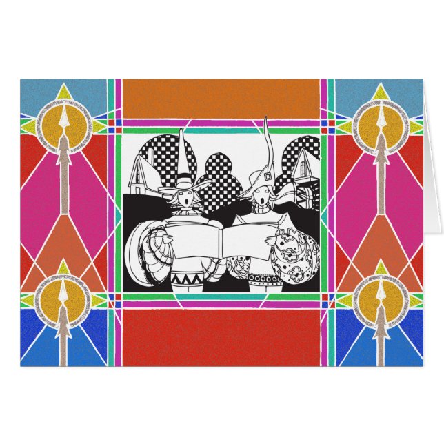 Minstrels médiévaux sans plomb en verre (Devant horizontal)