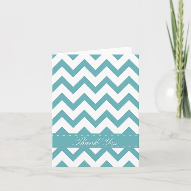 Mint Aqua White Chevron merci (Devant)