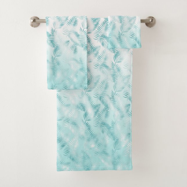 Mint Aqua White Feuilles tropicaux     (En situation)