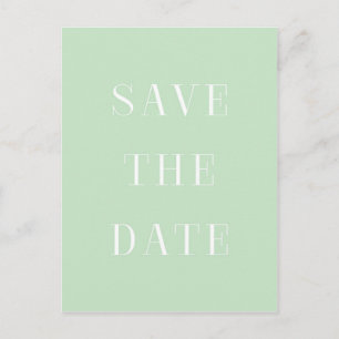 Mint & Blanc ENREGISTRER LA DATE Modern Type Carte