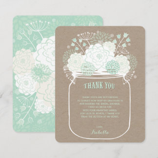 Mint Blooms Mason Jar Carte de remerciements Maria