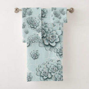 Mint Blue Succulents sur motif simple Répéter