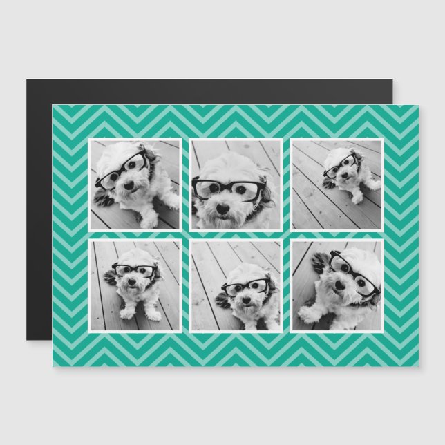 Mint Chevron Motif avec Collage photo 6 tendance (Devant / Derrière)