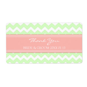 Mint Coral rose Chevron Étiquettes de mariage