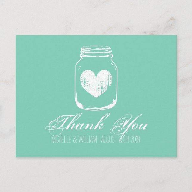 Mint country chic mason jarre merci cartes (Devant)