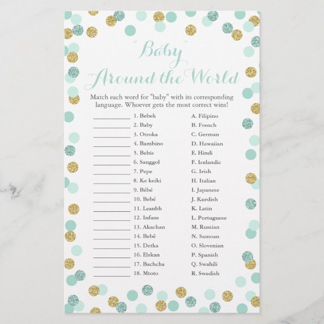 Mint & Gold Baby autour du monde jeu de traduction (Devant)